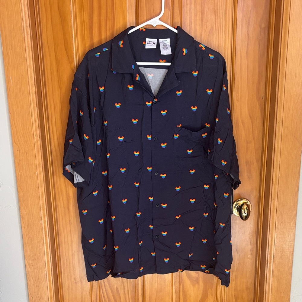 Disney PRIDE COLLECTION Navy Blue Casual Button Down Shirt With Pocket